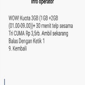 Perdana Tri dengan Paket Internet Tri 2.5 GB Harga 3000