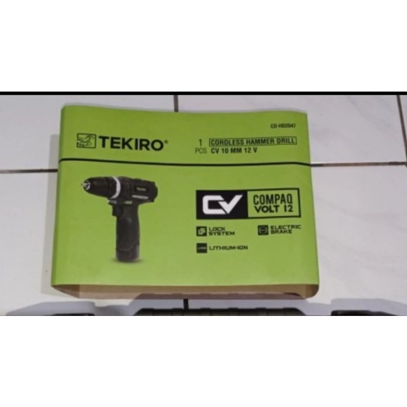 tekiro cdhd2047 bor beton besi kayu cordless hammer drill 12v cd hd2047