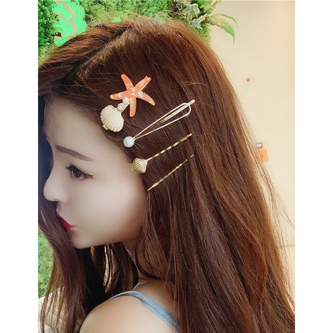 LRCJepit Rambut Fashion Starfish Pearl Hairpin Hairpin F5696X