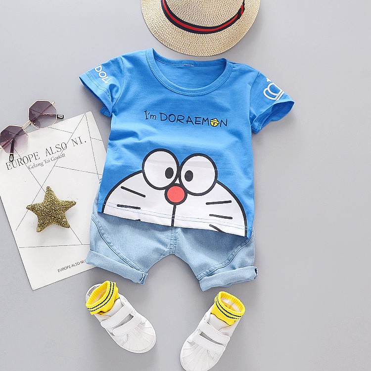 Baju Pakaian Anak Bayi Laki Cowok Murah Import motif doraemon lucu BBD036