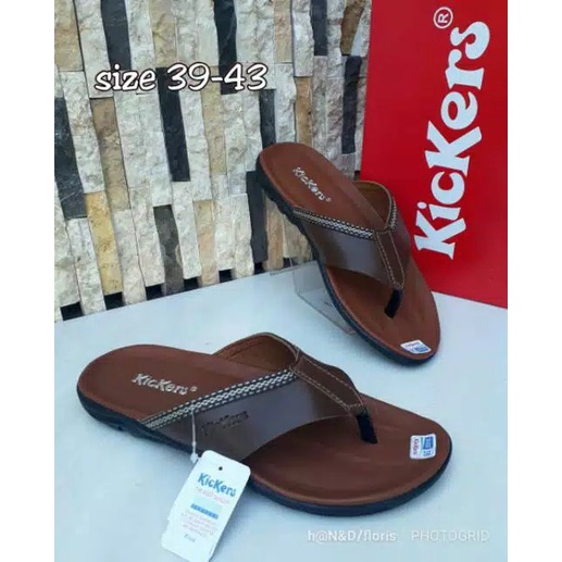 Sandal Jepit Kickers Pria Kulit | Sandal Casual | Sandal Branded