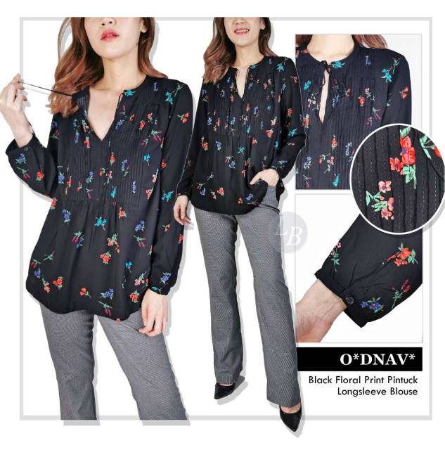 Old navy orange &amp; black poppy flower blouse