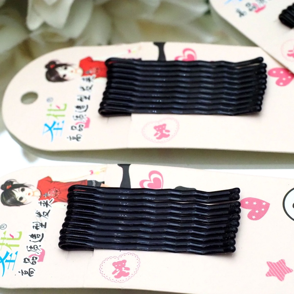 Jepit Rambut Lidi SET ISI 10 PCS Bobby Pin Hitam Jepitan Sanggul Hair Pin Salon Murah