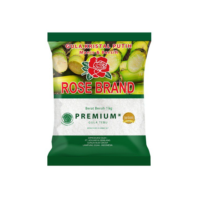 Rose Brand Gula Pasir Kristal Putih Premium 1kg/pck