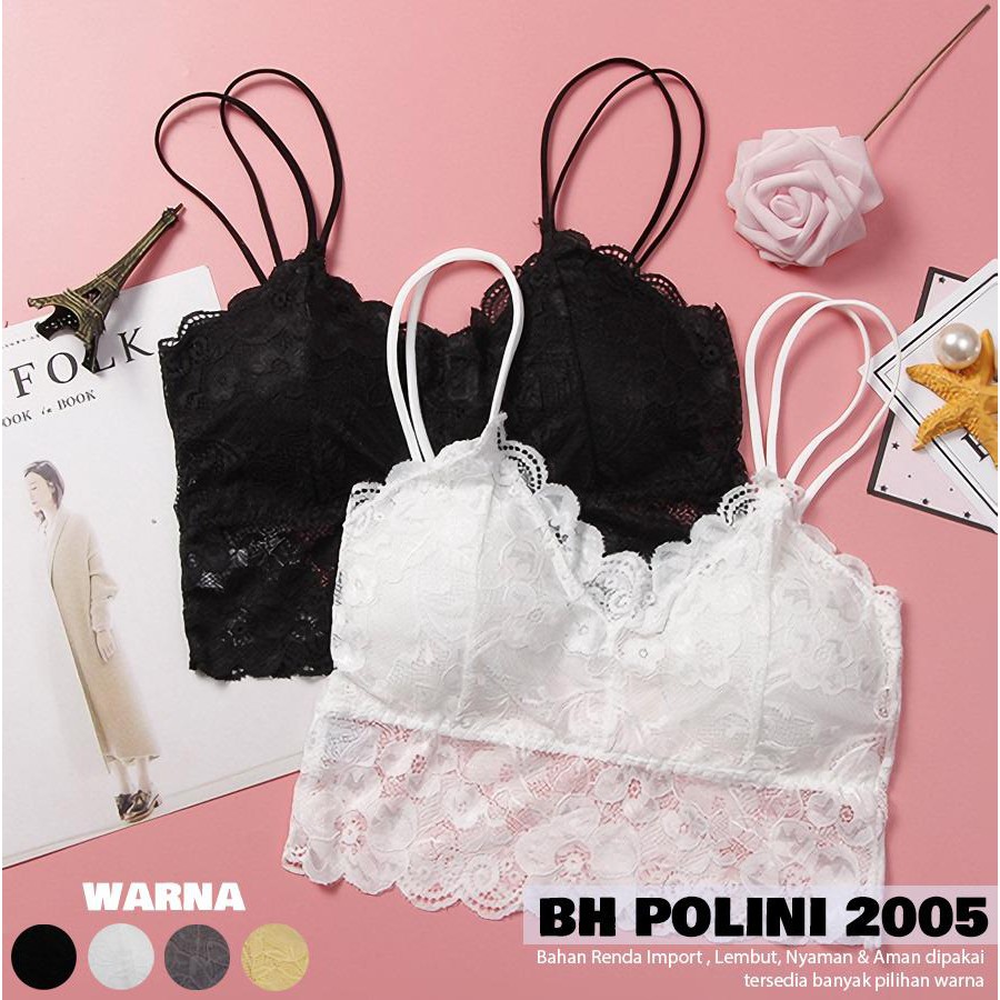 BEE - Bra Wanita / Bh Bralette Bahan Lace one-piece Push Up Bra Yoga Fashion POLINI 2005