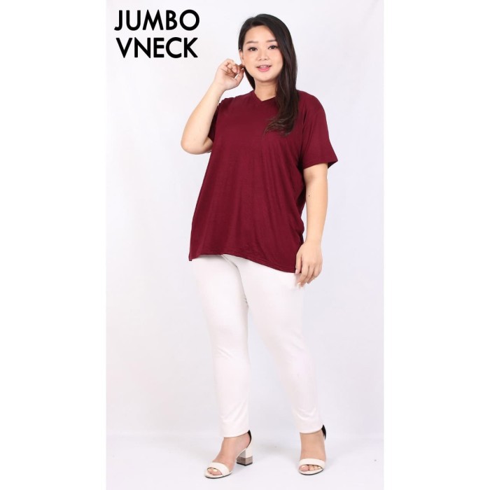 Blouse Polos Jumbo VNeck Baju Atasan Wanita Aneka Warna