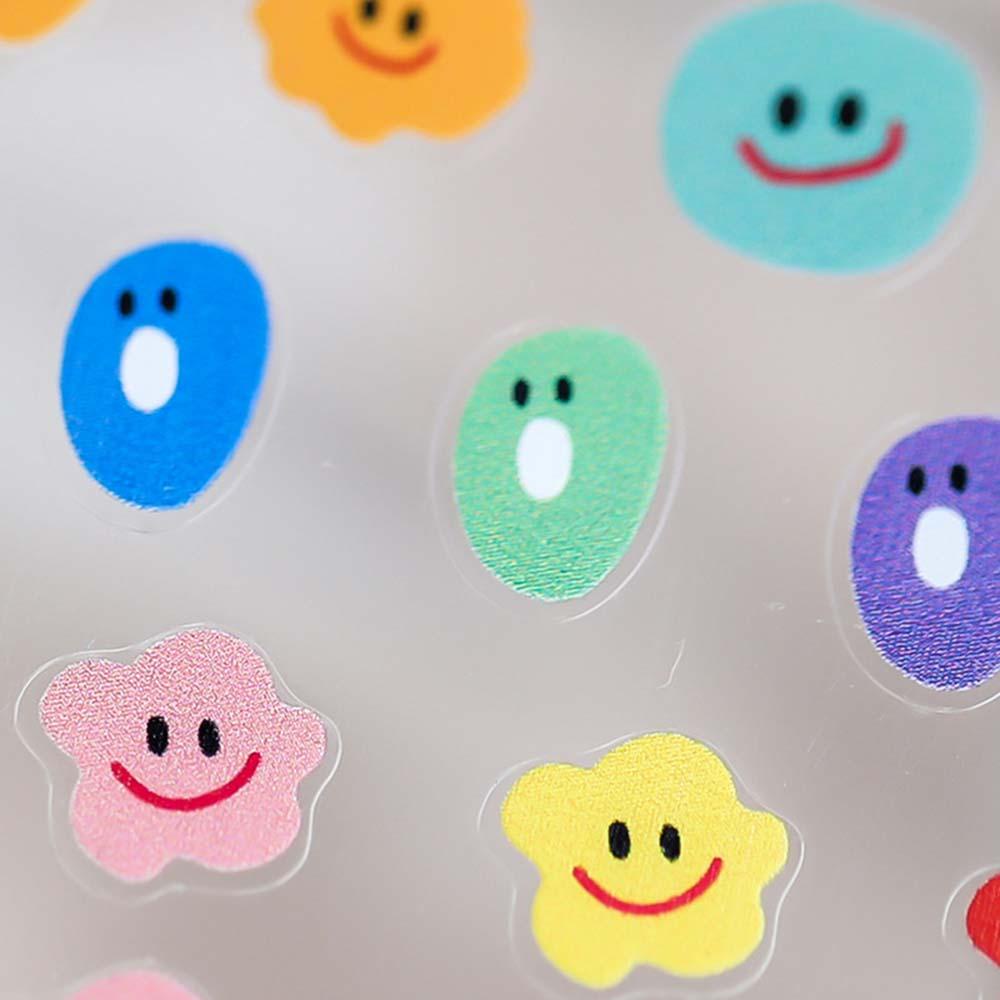 Mxbeauty 5D Grafir Stiker Kuku Warna-Warni Smiley Face Pesona Perekat DIY Perhiasan Nail Art