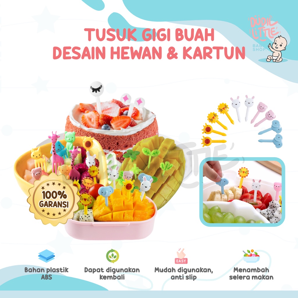 Bento Set Tusuk  Buah Desain Kartun Mata Mini Bahan Plastik Untuk Makan Anak