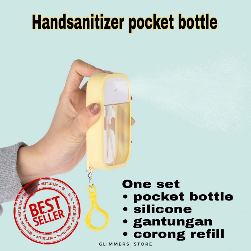 Botol Spray Pocket Handsanitizer semprot versi terbaru Gen2 dpt komplit set silicone 45ml