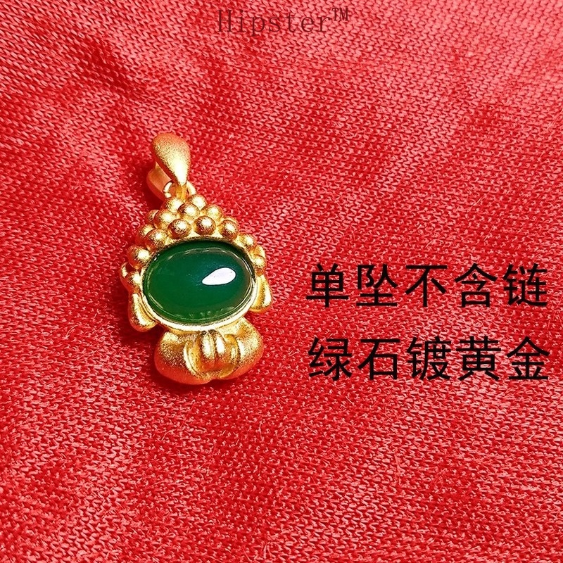 Fashion Classic Gold Cute Little Cute Buddha Inlaid Natural Gemstone Pendant Necklace