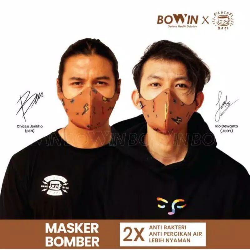 Masker Bomber (Bowin x Rio Dewanto) Masker kain 4ply/masker motor BOWIN X FILKOP