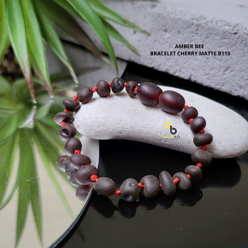 Set Kalung Gelang Amber Anak Premium Matte Dark Cherry SNBMDC114115 by Amber Bee