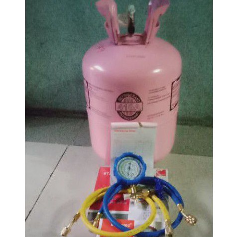 Paket Freon Ac R410a 1 kg dan set alat pengisian freon ac r410a tinggal pakai langsung dingin