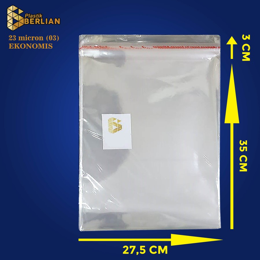 

RB 27,5 x 35 cm Plastik OPP EKONOMIS 23micron (100 lbr) (lem/seal)