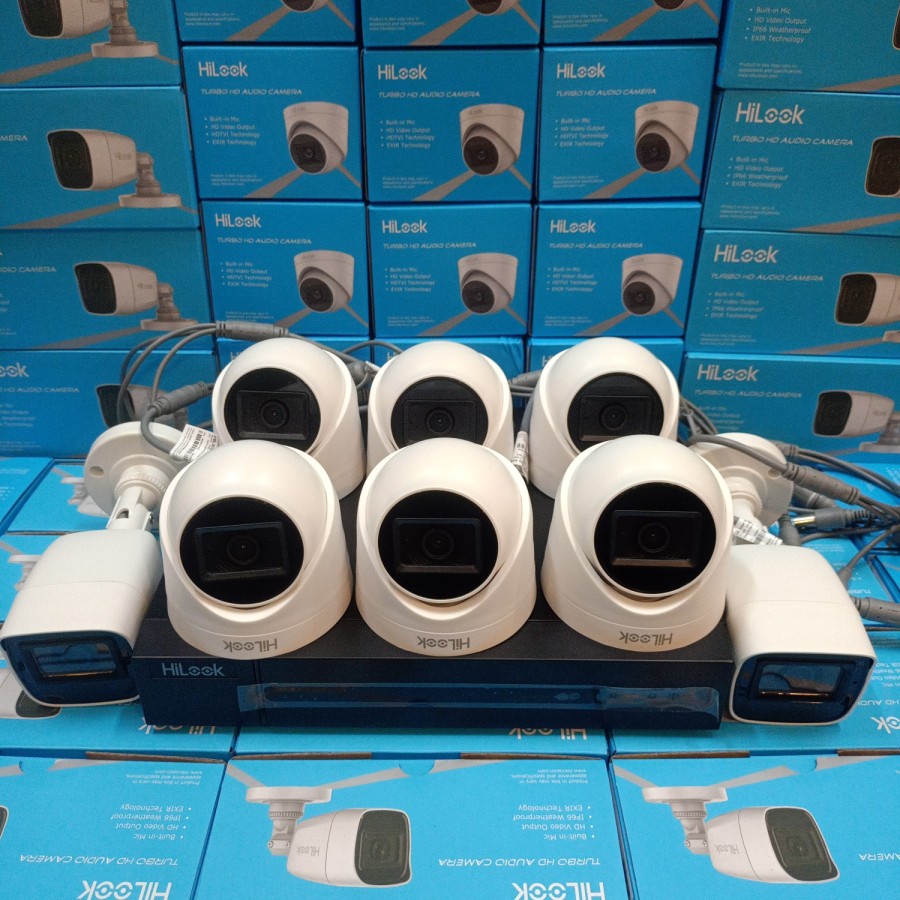 PAKET CCTV HILOOK 8CH 8 KAMERA 2MP BUILT IN AUDIO KOMPLIT TINGGAL PASANG