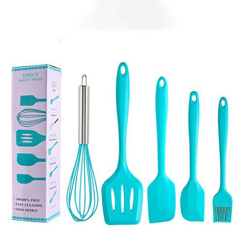 Spatula Set Alat Masak 5 in 1 Sutil Scrap Kocokan Silicone/Silikon Set Alat Masak Silikon (Isi 5 pcs) / Spatula / Sutil Silikon Food Grade Tahan Panas | Baking Props Set 5in1 Spatula Silikon SERBAGUNA/Spatula 3in1