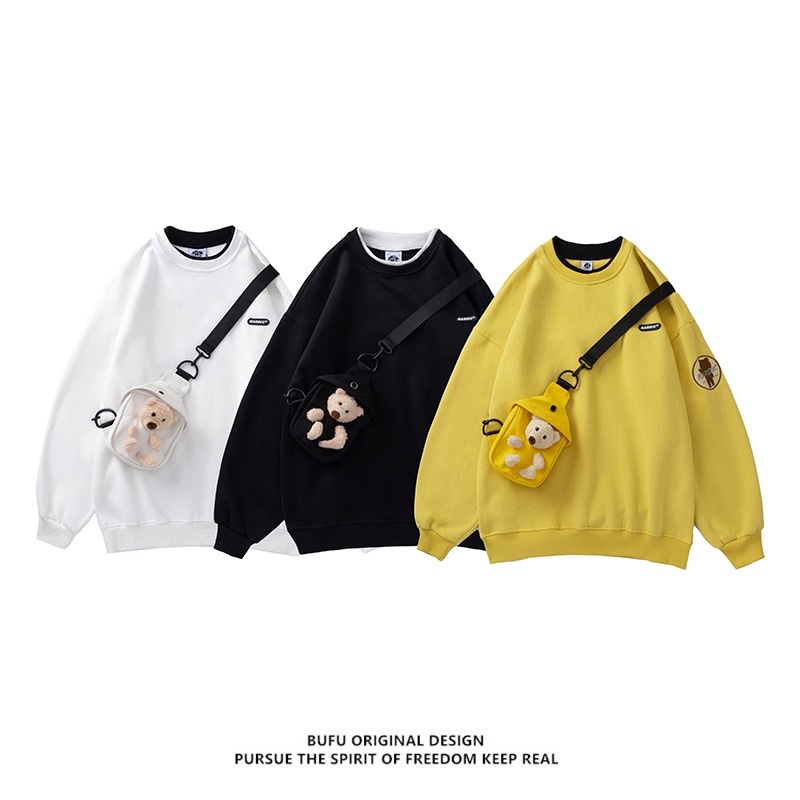 Oversize Sweater Unisex + Cute Bear Bag Import Premium ( Sweater Oversize Couple )