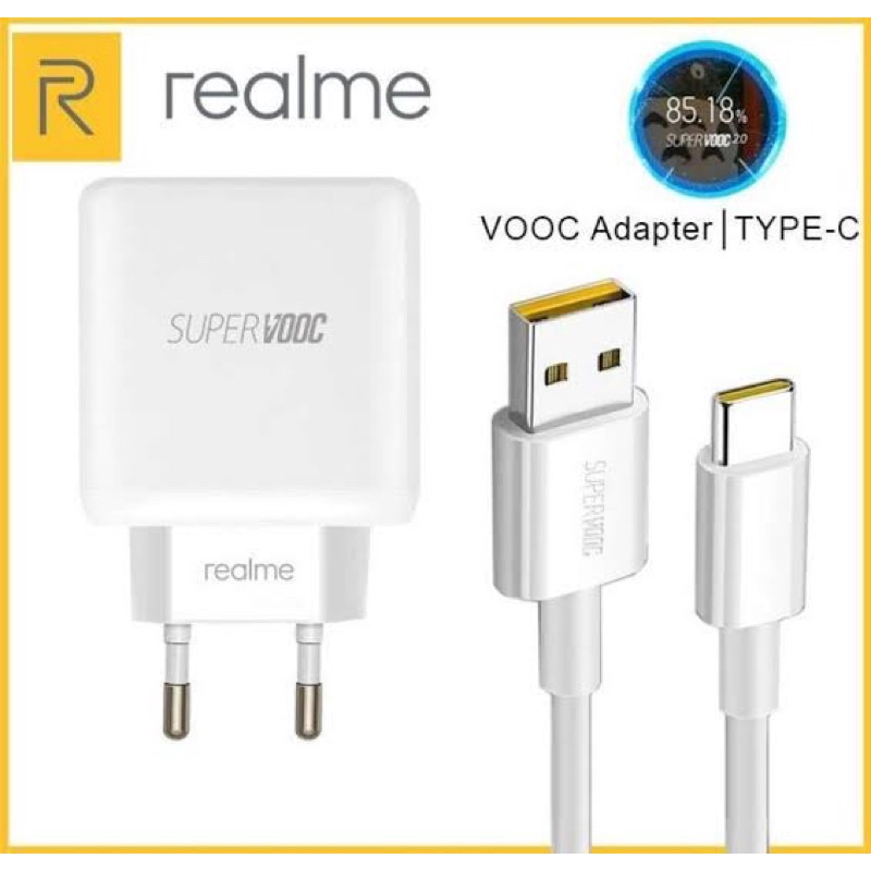 Power Charger Realme Type C Super Vooc 65W Realme X/XT/X2/ 5 Pro/ 6 Pro/ 7/ 7i/ 7 Pro/ 8/ 8i/ 8 Pro/ C17/C25/C35