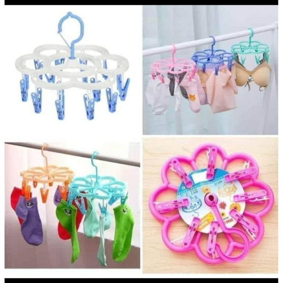Jemuran Gantungan multifungsi dengan 16 Jepit klip