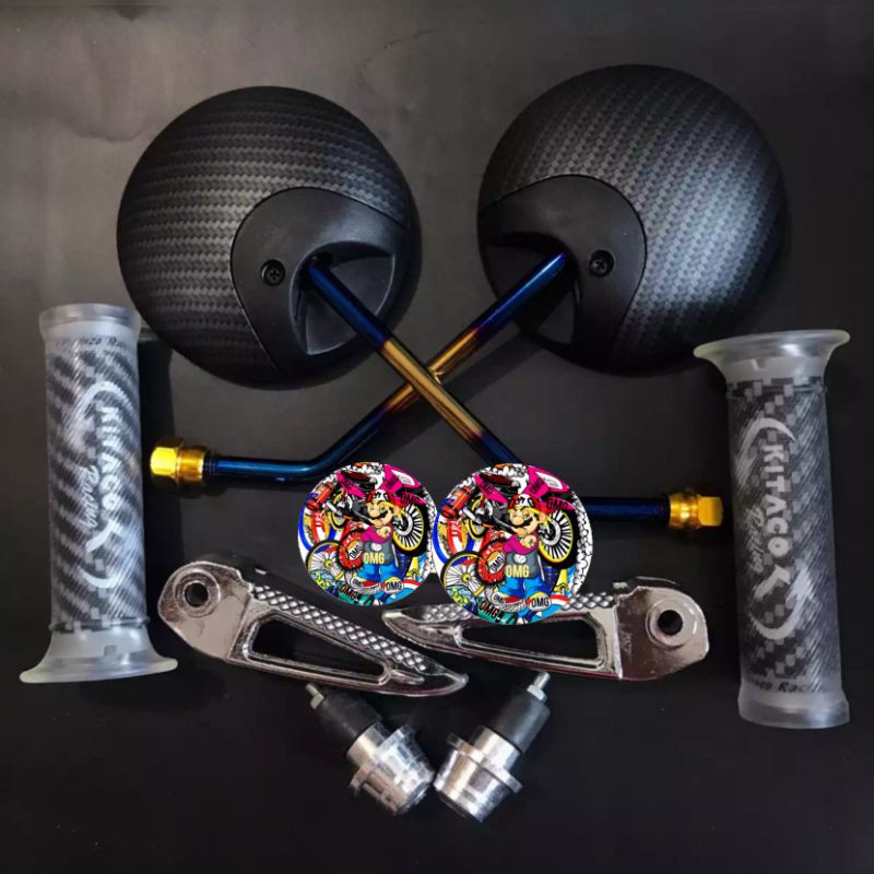 PAKET SPION SCOOPY KARBON TWO TONE + GRIP KARBON + STEP SCOOPY CHROME + JALU STANG