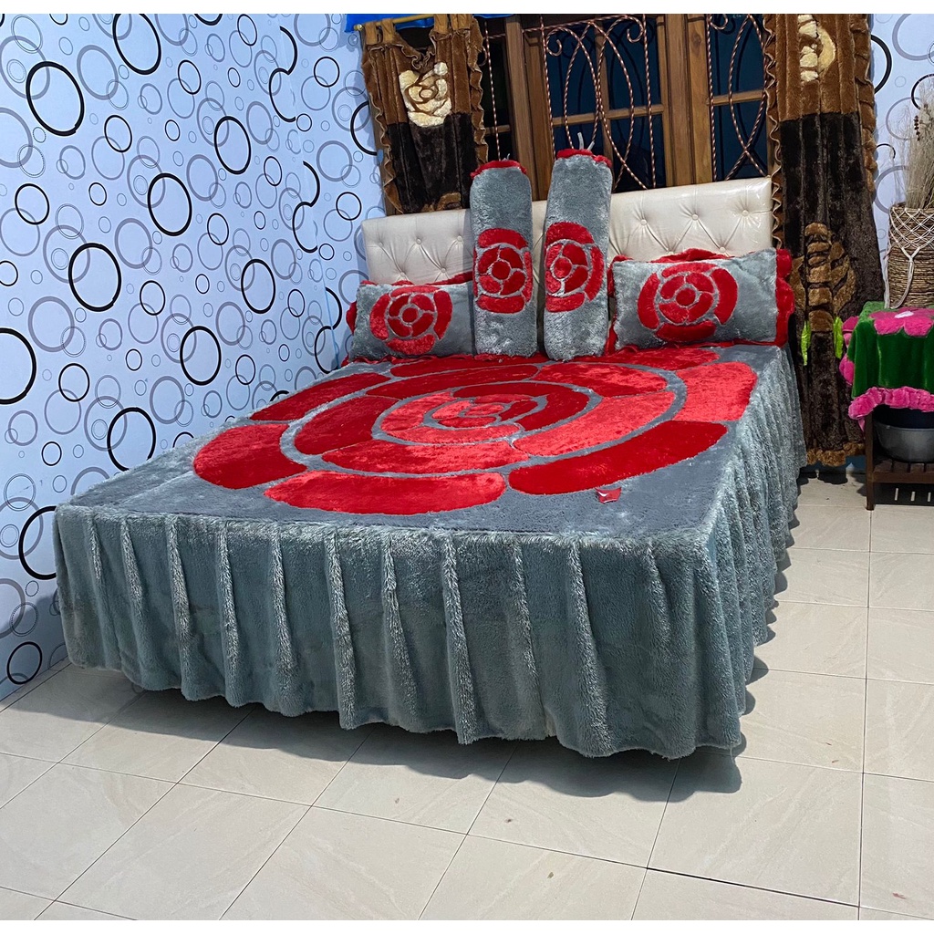 WINSHOP Sprei Rumbai 200x160 Kasur No.2 / Seprei Bulu Rasfur / Sprei Rimple / Sprei Bulu Lembut 05