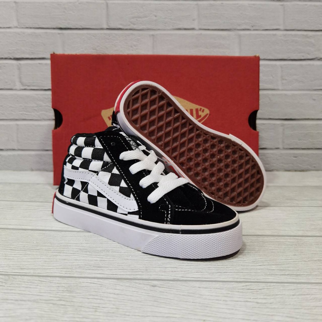 IMPOR Grade Original! Sepatu Anak Kids Vans Checkerboard/Catur - Tali/Velcro/SK8