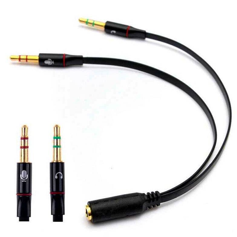 Taffware Splitter Audio Jack 3.5mm Female to Dual 3.5mm Male HiFi Mic+Hear - Black