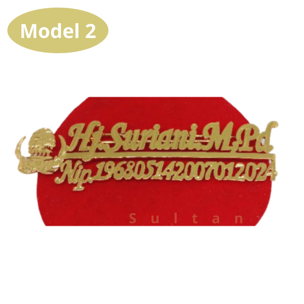 Bros Nama &amp; NIP  Pin Nama dan NIP Kuningan Lapis Emas