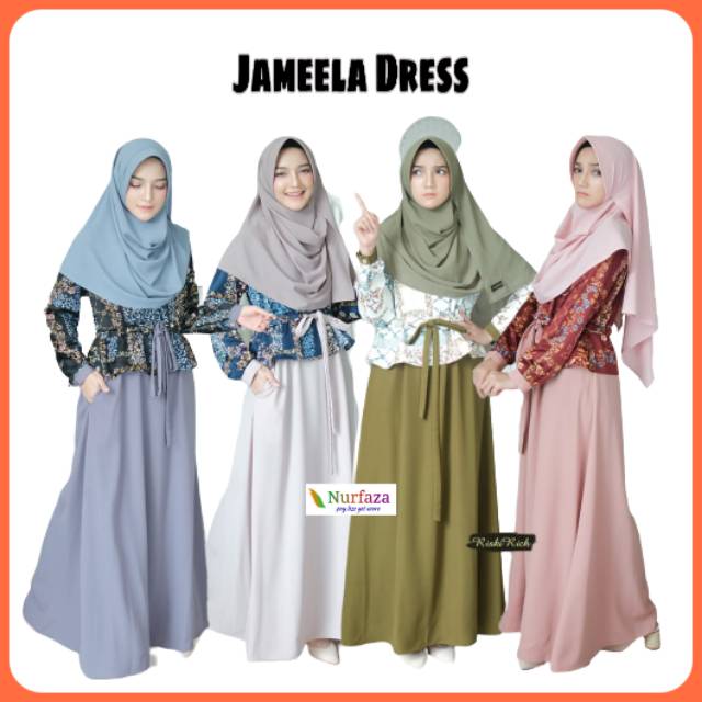 Riskirich Gamis Jameela Bahan Wolfis kombinasi Maxmara lux  