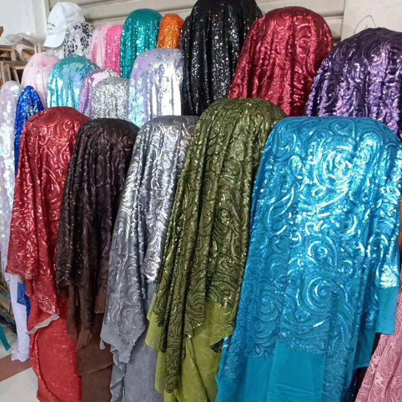 Kain SEQUEEN/PAYET  LIMITED EDISI, (harga tertera per ½m/50cm)design,stok,motif, dan warna