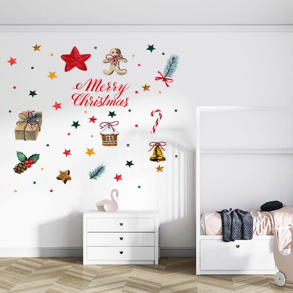 Populer Stiker Dinding Kerucut Pinus Xmas Natal Mural Pintu Kaca Merry Christmas Wall Decals