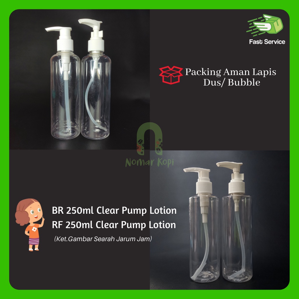 BOTOL 250ml BR AMBER PUMP TREATMENT PET TEBAL PET TEBAL HANDSANITIZER PARFUME KOSMETIK