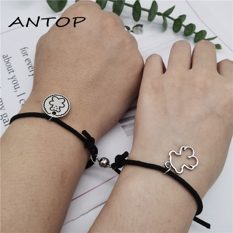 2pcs Gelang Magnet Liontin Beruang Gaya Korea Untuk Pasangan ANTOP