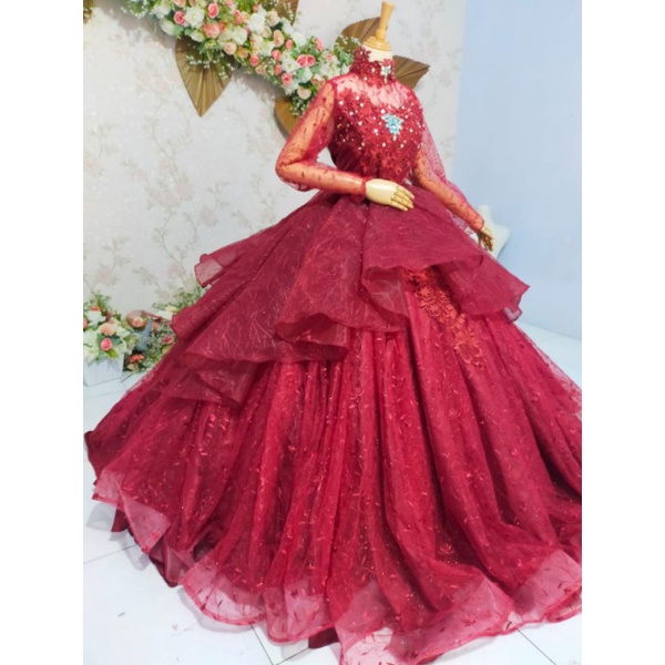gaun pengantin peplum kupu2 besar