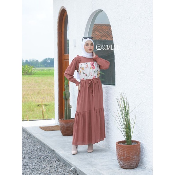 [SOMILA.ID] Peony Maxi Dress Korea Vintage Outfit Kekinian Chic Shabby