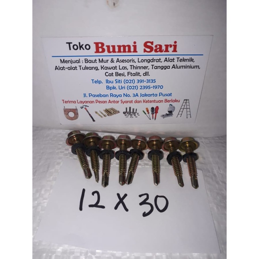 Baut atap 12 x 30 / Rofing kuning 3 cm