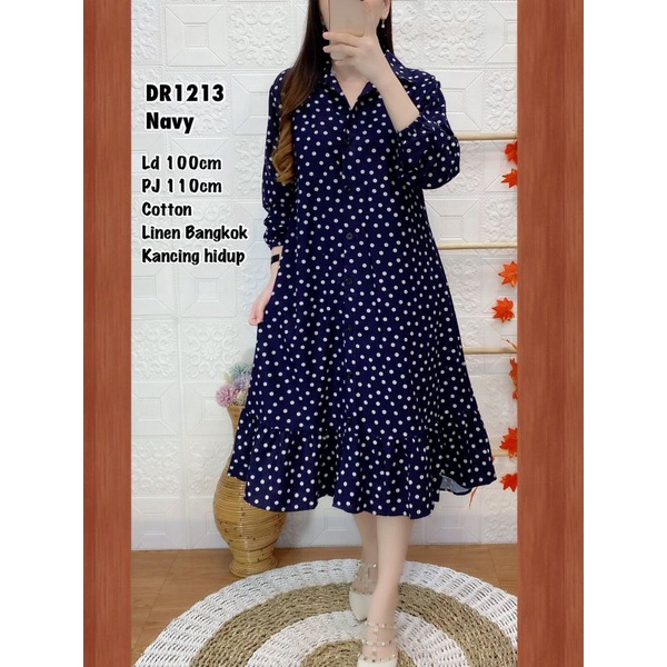 Dress linen polka
