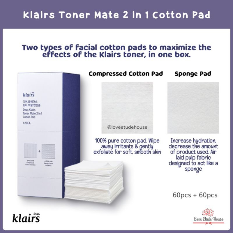KLAIRS TONER MATE 2 IN 1 COTTON PAD
