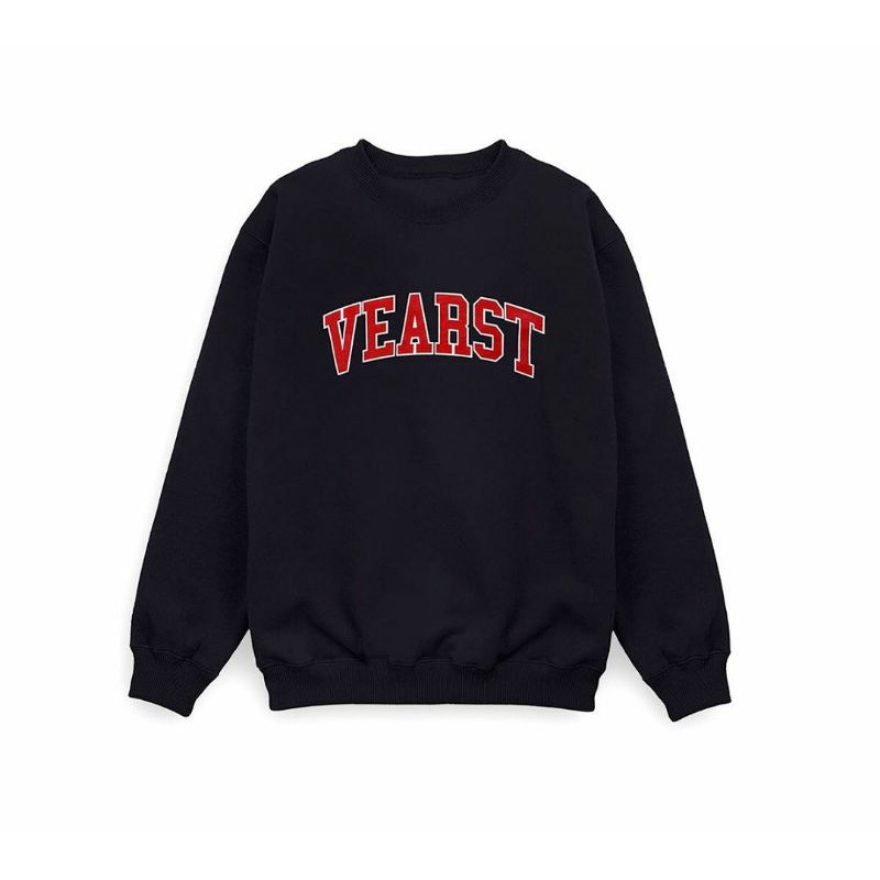 crewneck sweater keren kekinian vearst varian warna black full mat flecee