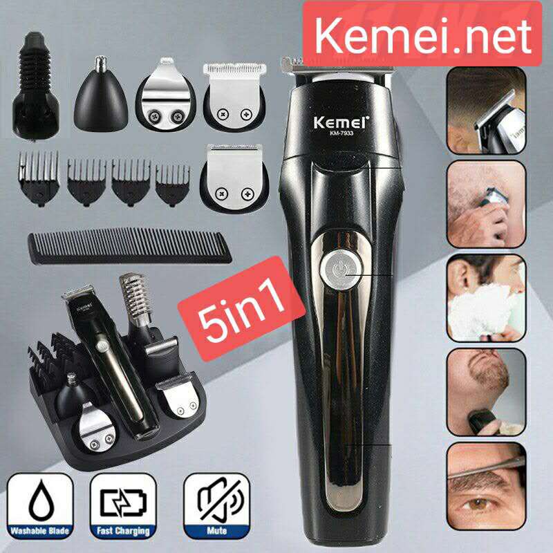 Kemei Km-7933 5in1 Mesin Pemotong Rambut/Bulu Hidung/Jenggot Elektrik