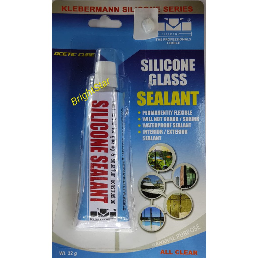 KLEBERMAN Silicone Glass Sealant (Lem Silikon/Lem Kaca/Akuarium) 32g