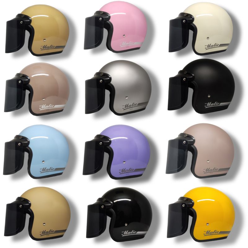 Helm Bogo Classic Gradasi List Pink Helm Polos Matic Full Leher SNI