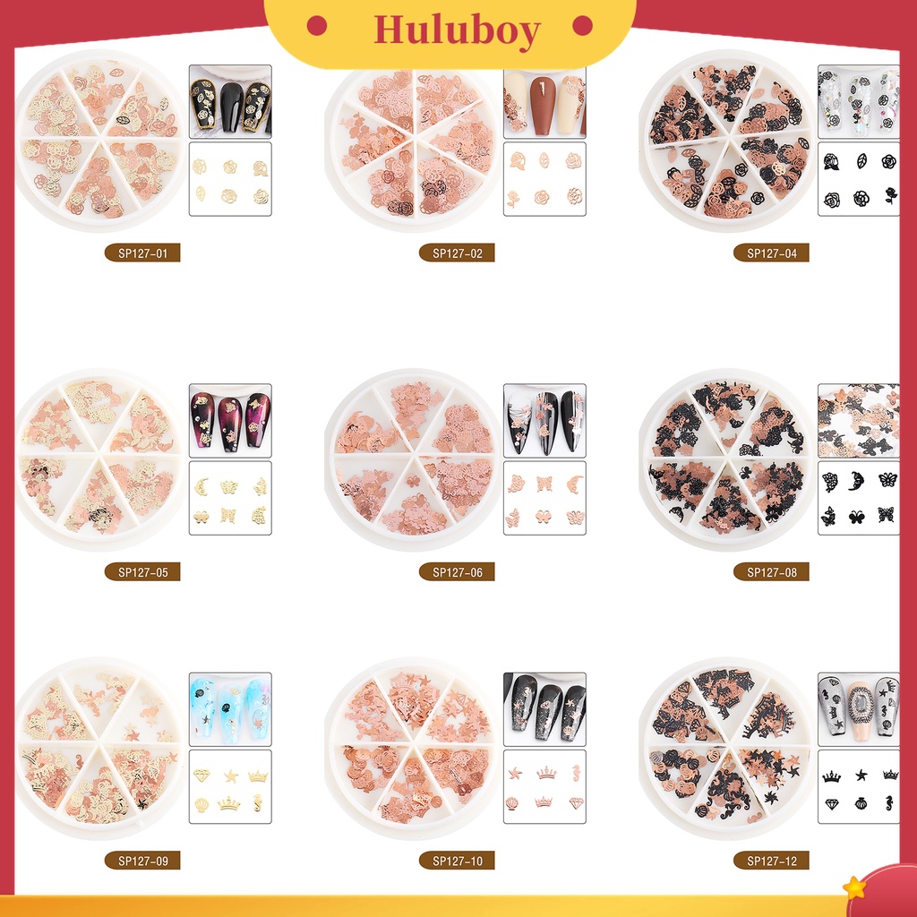 Huluboy Huluboy♡ Kuku Palsu 3D Bahan Metal Aksen Hollow Untuk Dekorasi Manicure