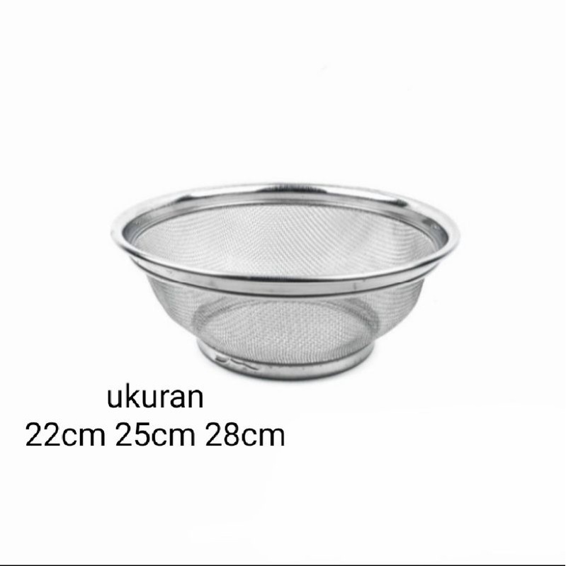 saringan ayakan tepung beras 28cm / tirisan strainer mangkok stainless 22 25 28cm