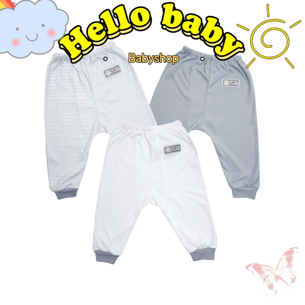 FLUFFY Celana Panjang Abu (Isi 3Pcs) Abu Newborn