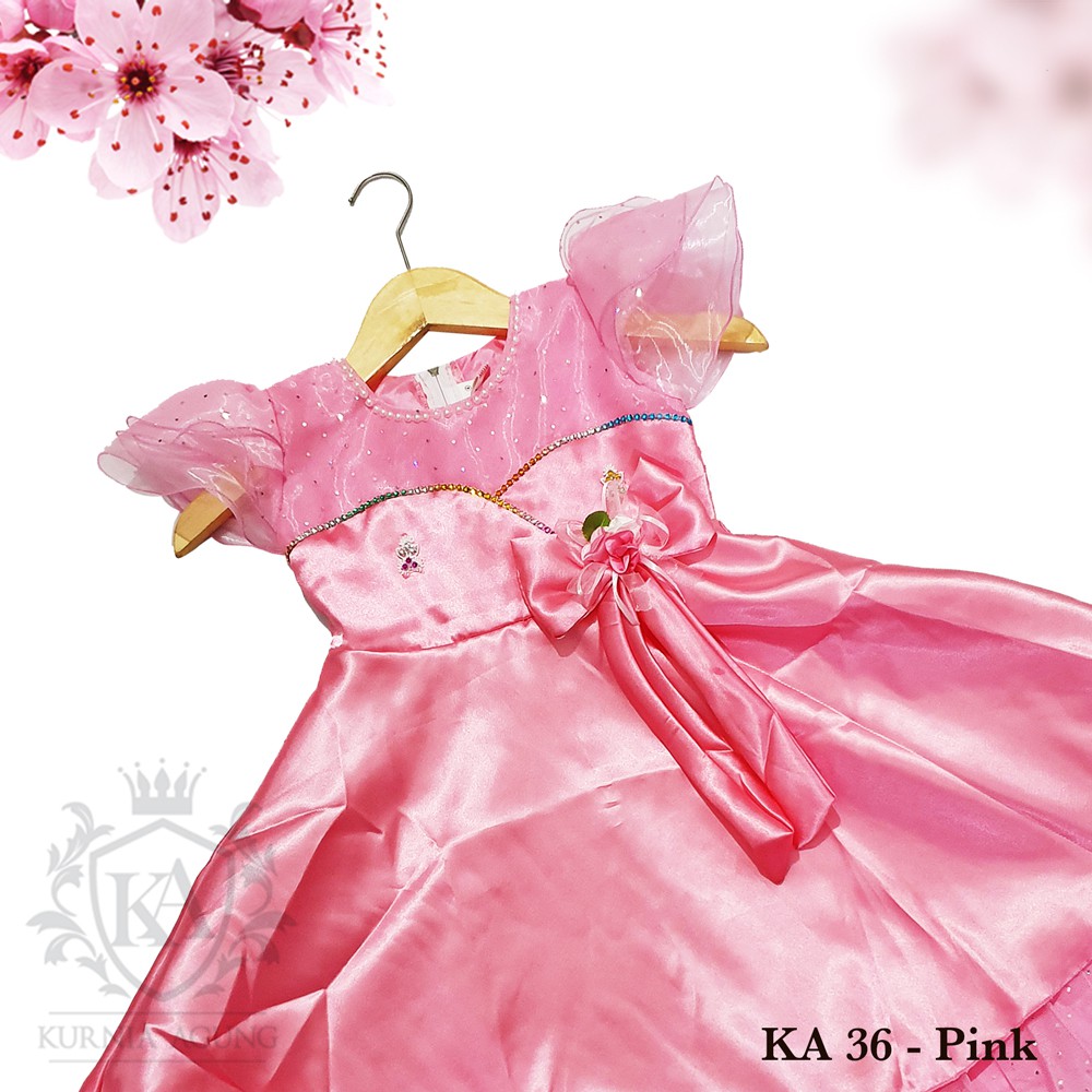 Dress Anak Perempuan 2 Tahun 3 Tahun Gaun Anak Perempuan Import Pesta Baju 1 Tahun Bahan Satin Premium Adem Alus KA36