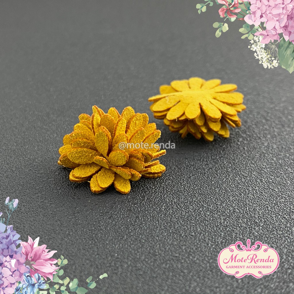 Aplikasi bunga mini chrysan, lebar 2cm kode 7VVS20