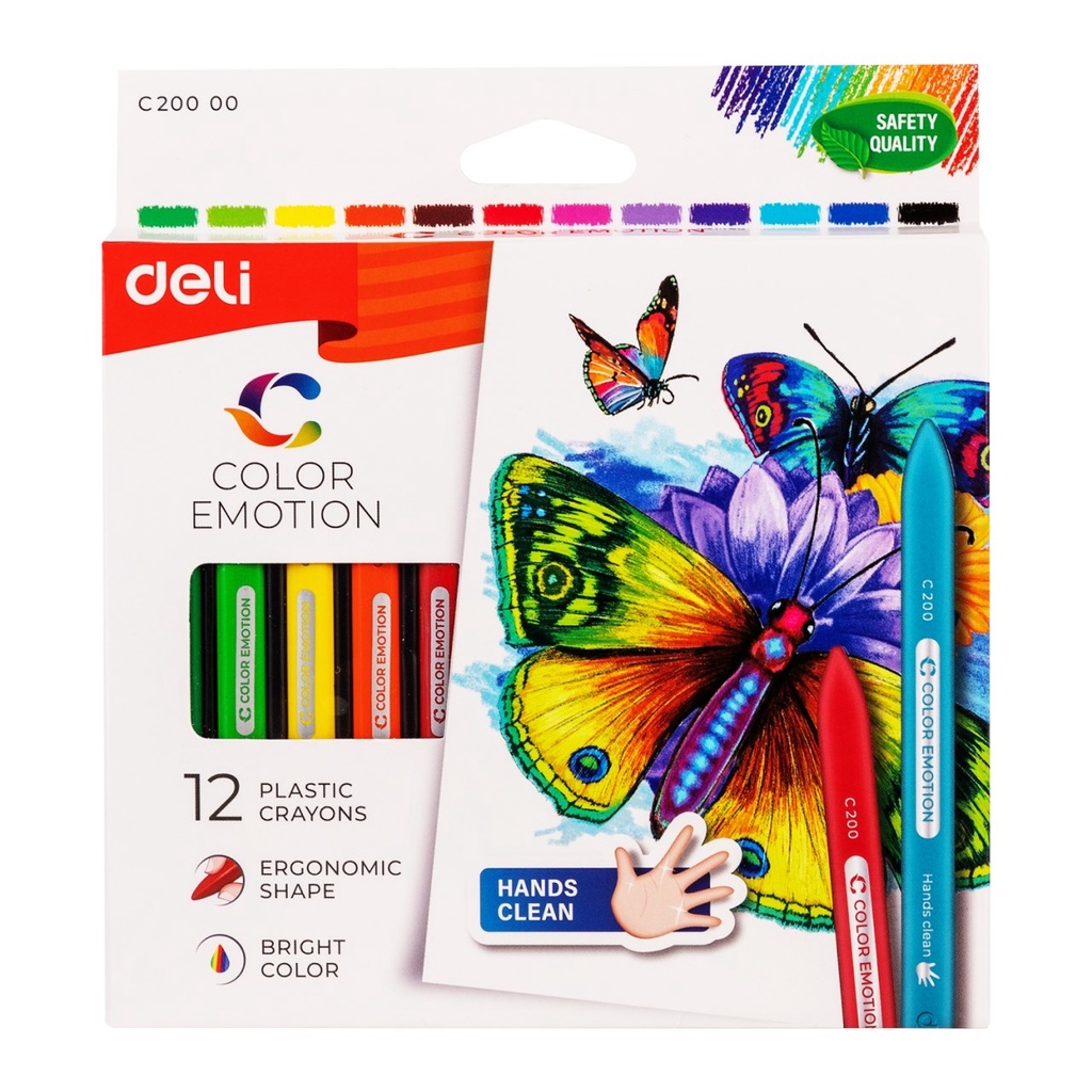 

Deli EC20000 krayon plastic / crayon plastik 12 warna bentuk segitiga ergonomis tidak beracun