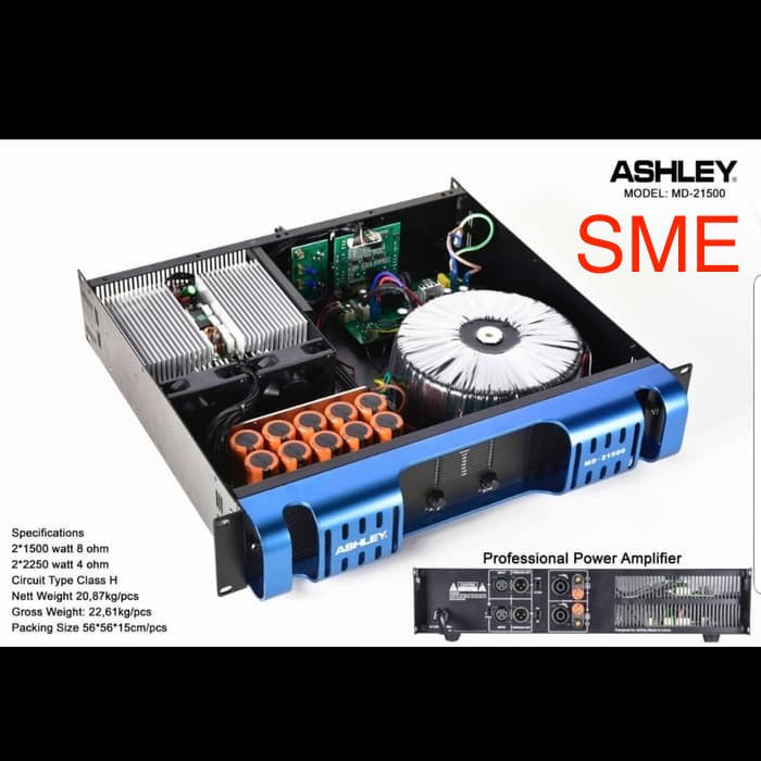 POWER AMPLIFIER ASHLEY MD 21500 MD21500 2CH 1500 WATT ORIGINAL