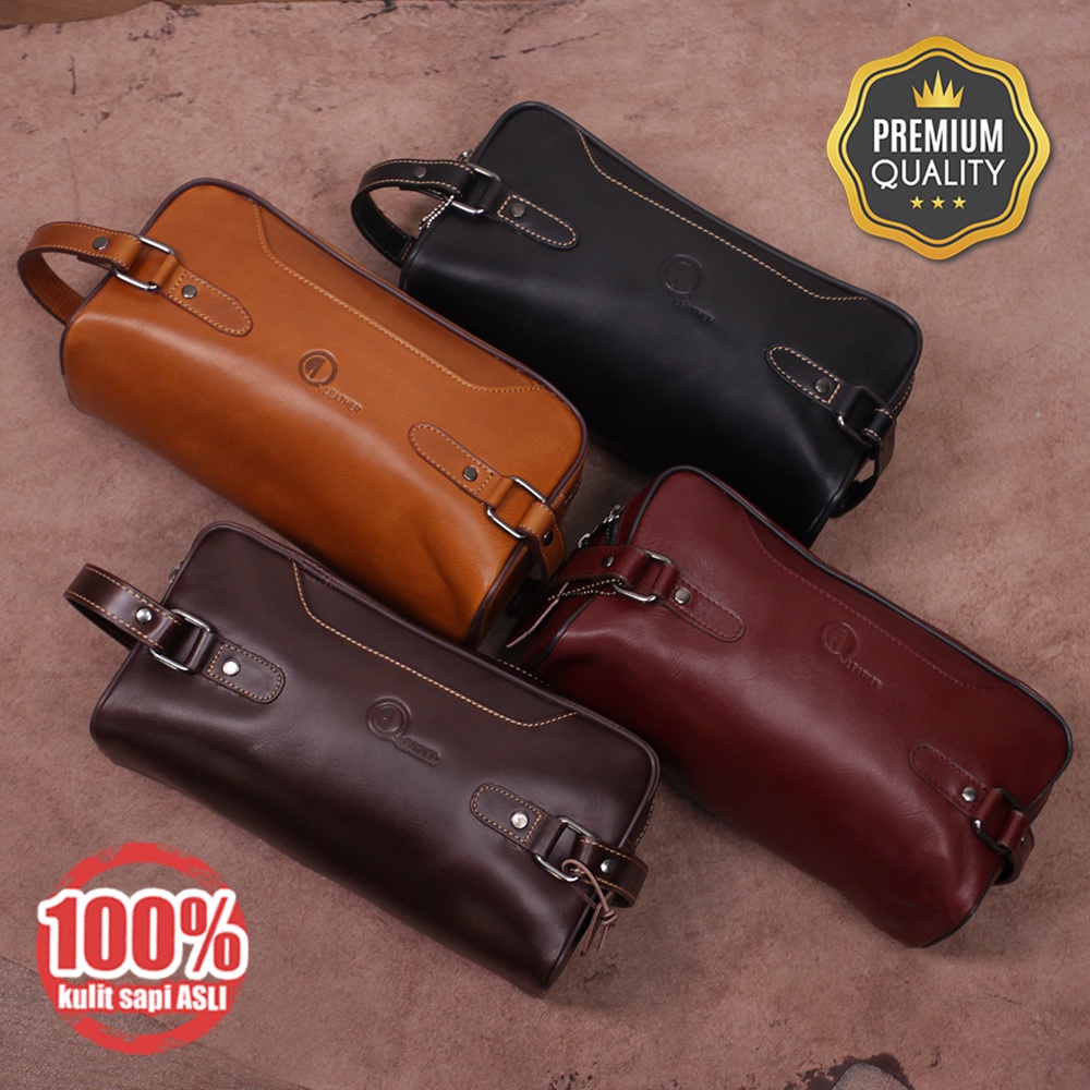 Classy Pouch Bag Genuine Leather Kulit Sapi Asli untuk Pria POUCH OLAHRAGA